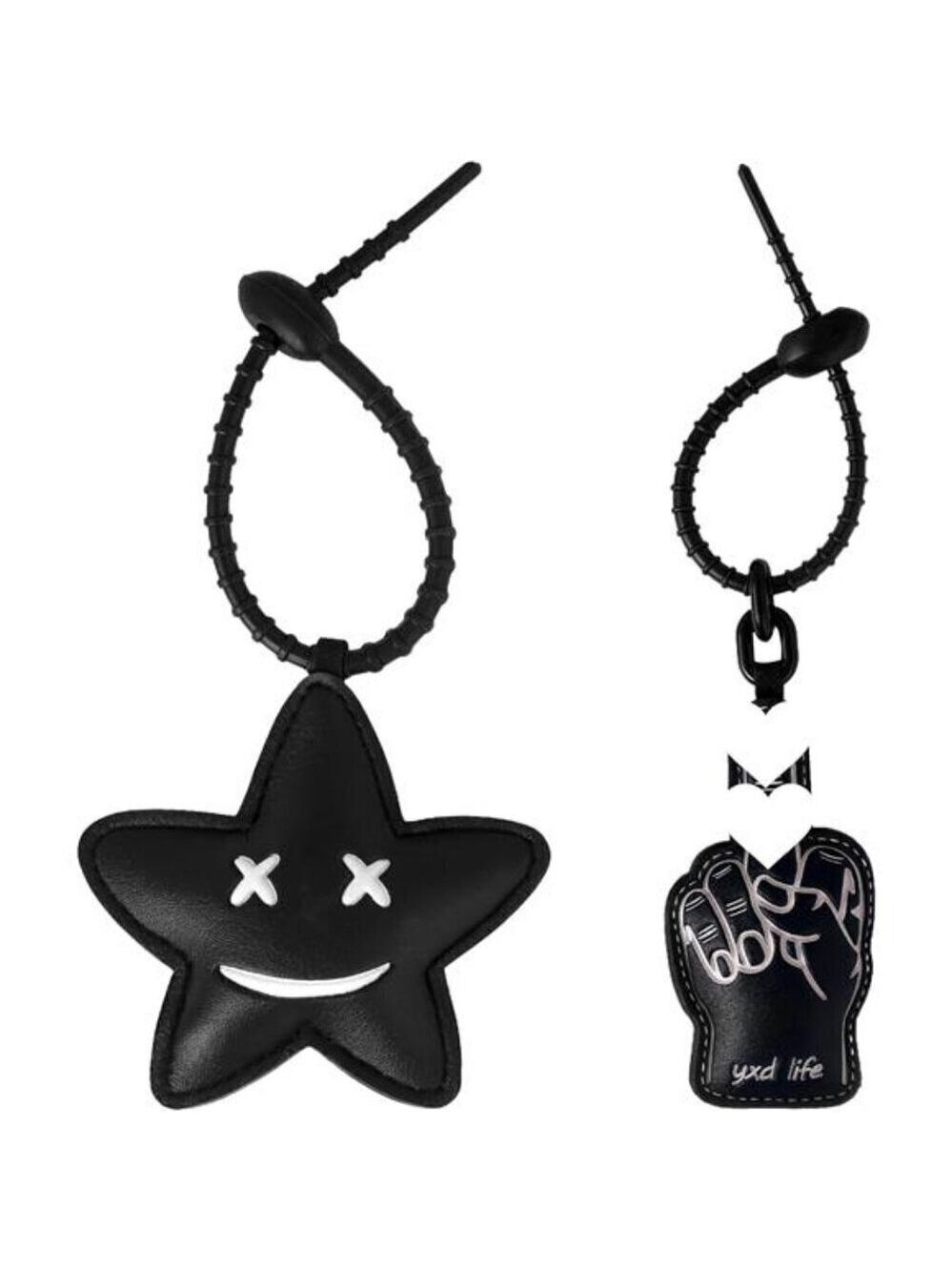2Pcs Leather Bag Charms for Handbag Funny Black Purse Charms finger Star - Picture 1 of 9